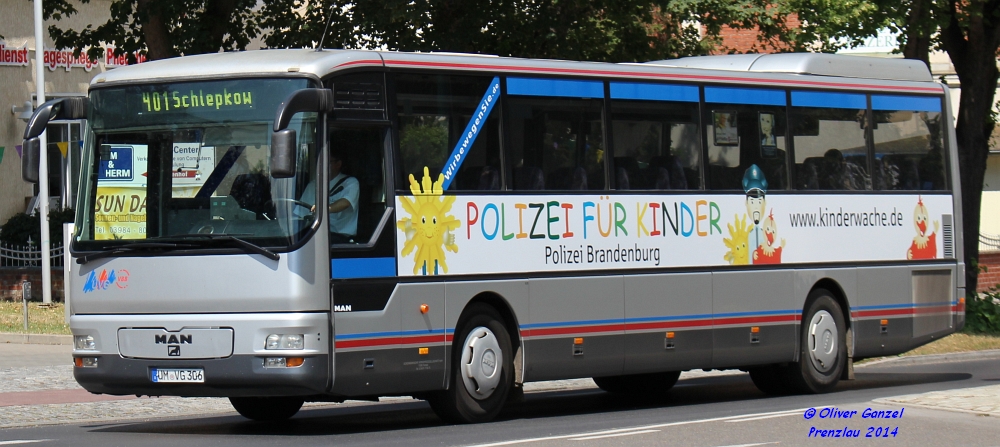 MAN ÜL 313, Wagennummer 306, der Uckermärkischen Verkehrsgesellschaft mbH, 2014 in Prenzlau.