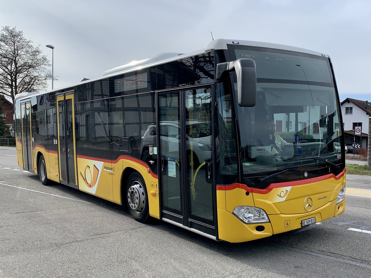 MB C2 '10948'  BE 509 831  von PU Funicar AG, Biel (Eurobus, Erlach) am 23.3.21 bei der Ankunft in Hindelbank.