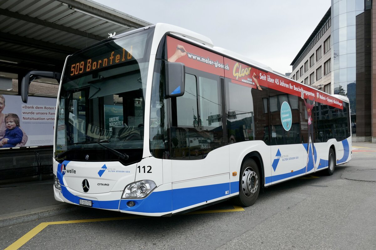 MB C2 hybrid Nr. 112 der BOGG am 22.5.22 beim Bahnhof Olten.