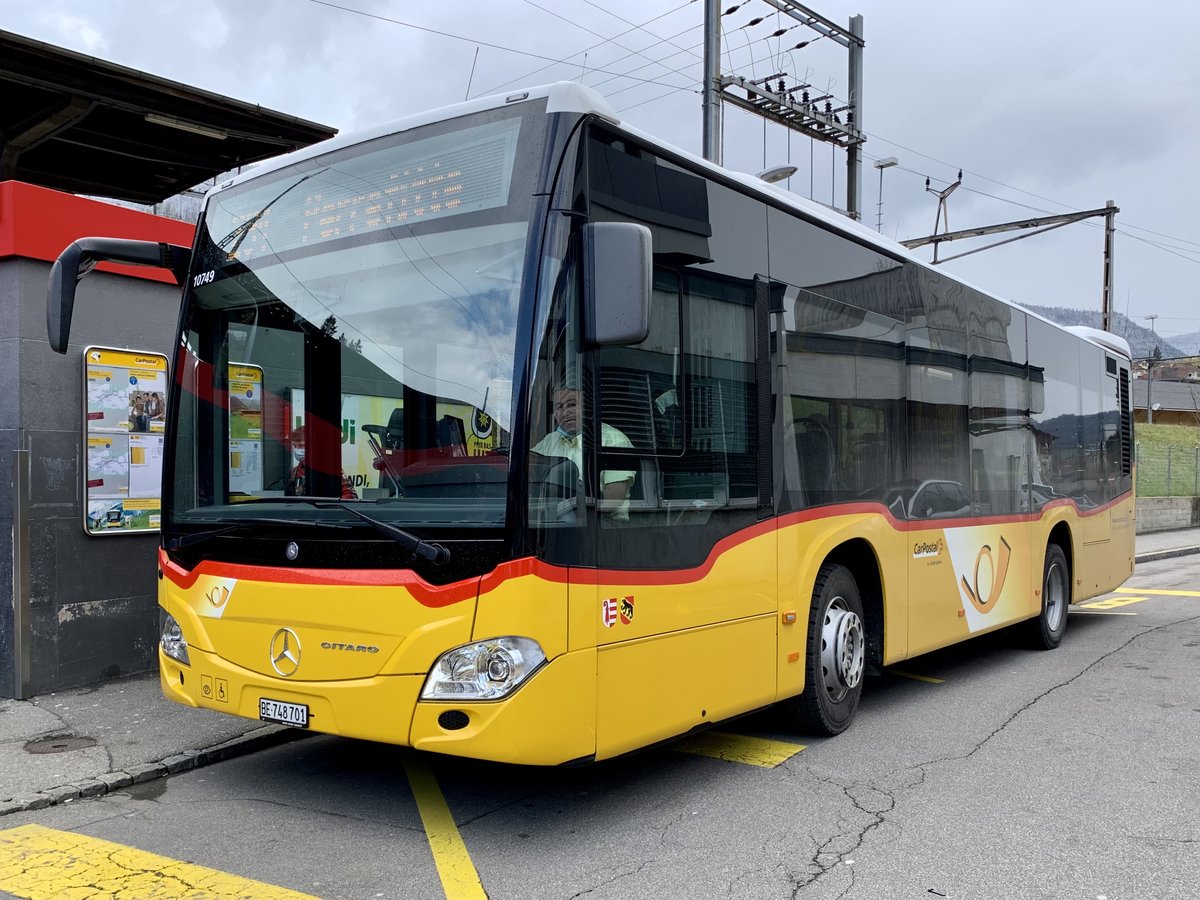 MB C2 K '10749'  BE 748 701  vom PU Tobler Nicolas SA, Rebeuvelier am 12.4.21 beim Bahnhof Moutier.