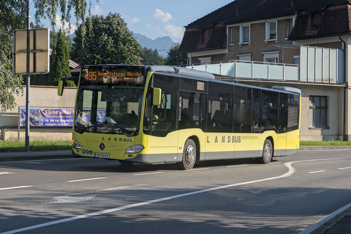 Mercedes-Benz Citaro 2. Generation (FK-VVV8) als Linie 495 in Rankweil, Stiegstra�e. Aufgenommen 7.8.2025.