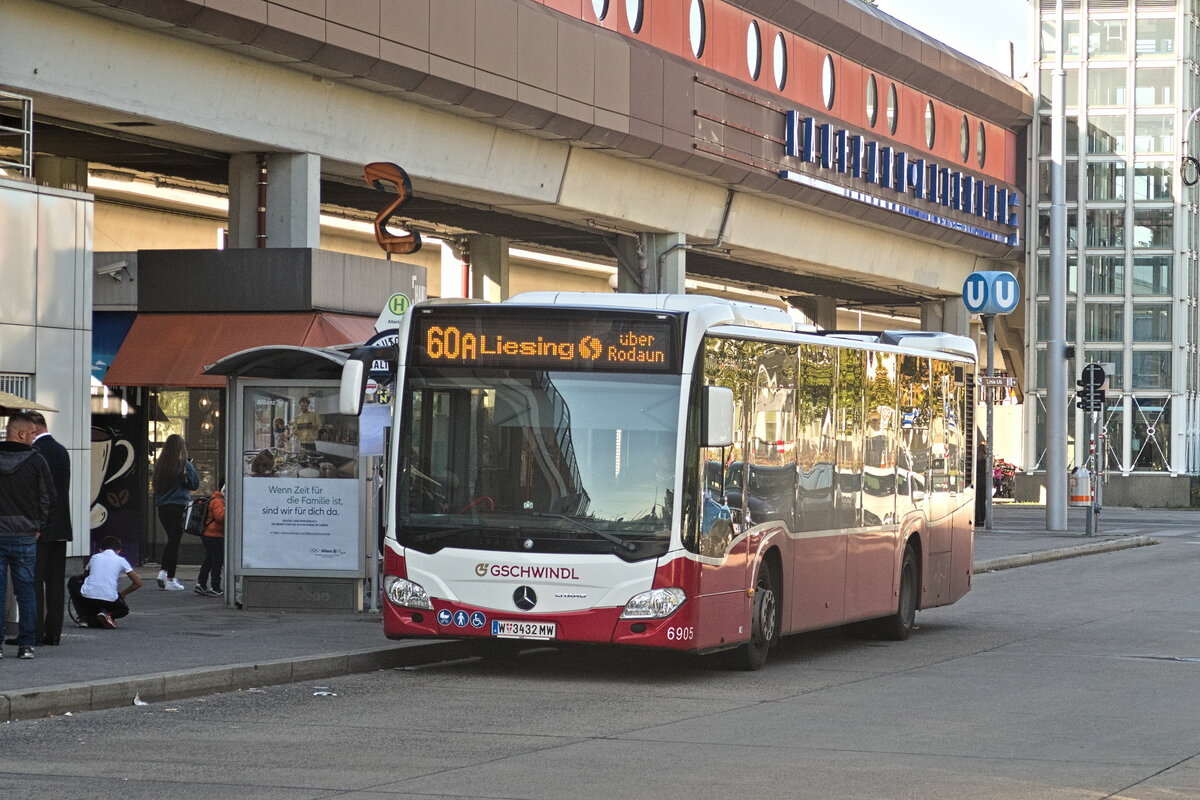 Mercedes-Benz Citaro 2. Generation von Gschwindl (Bus 6905, W-3432MW) als Linie 60A an der Haltestelle Alterlaa. Aufgenommen 23.9.2022.