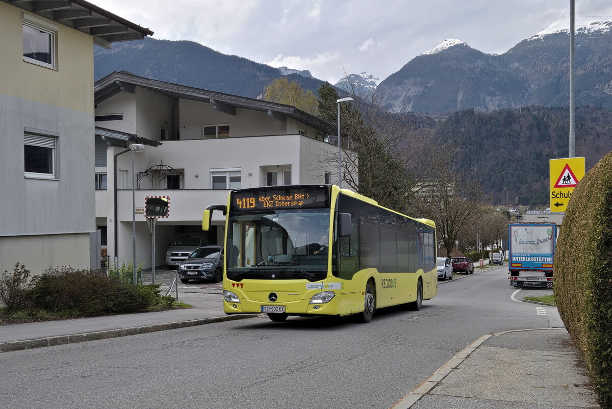 Mercedes-Benz Citaro 2. Generation von Ledermair (SZ-932KX) als Linie 4119 in Schwaz, Dr.-Karl-Psenner-Straße. Aufgenomen 12.4.2023.