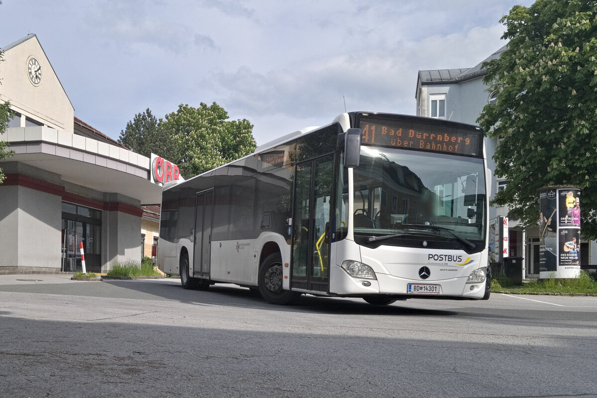 Mercedes-Benz Citaro 2. Generation von Postbus (BD-14301) als Linie 41 am Bhf. Hallein. Aufgenommen 19.5.2023.