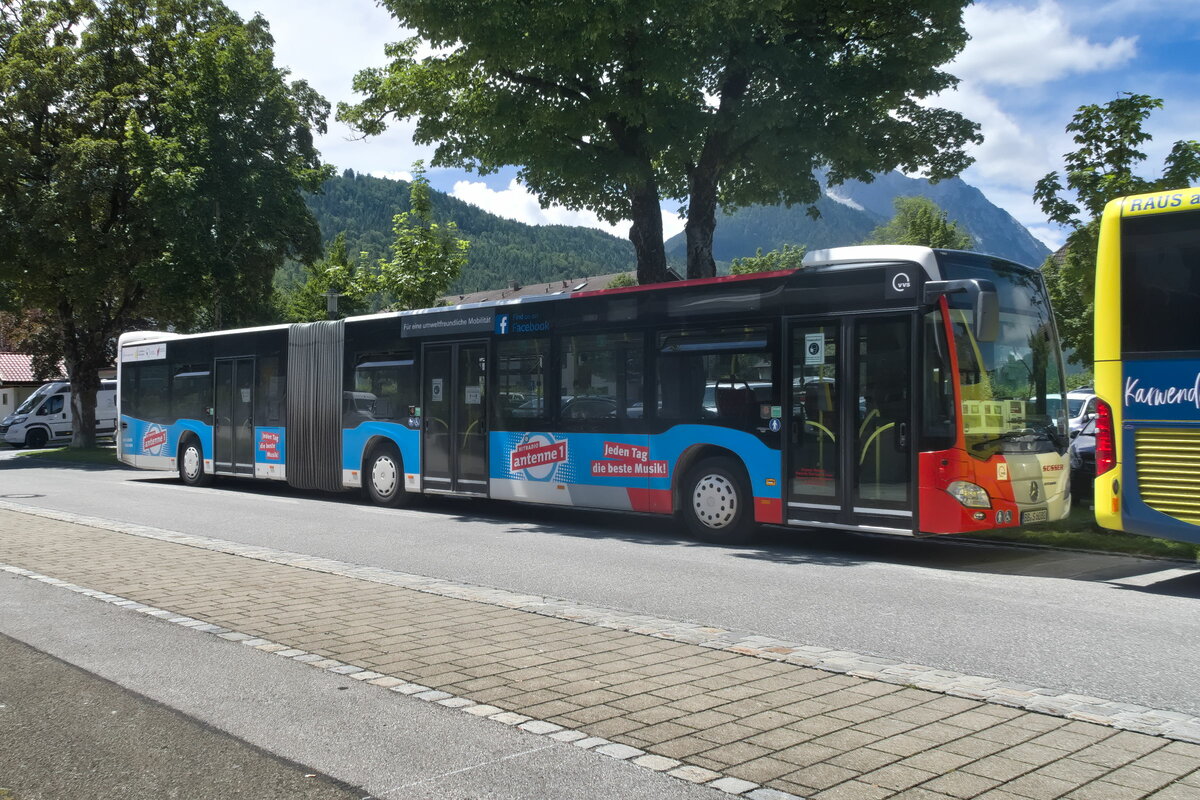 Mercedes-Benz Citaro 2. Generation von Süsser (BB-S 6080) vorbereitet als Schienenersatzverkehr in Mittenwald, Bhf. Aufgenommen 11.7.2022.