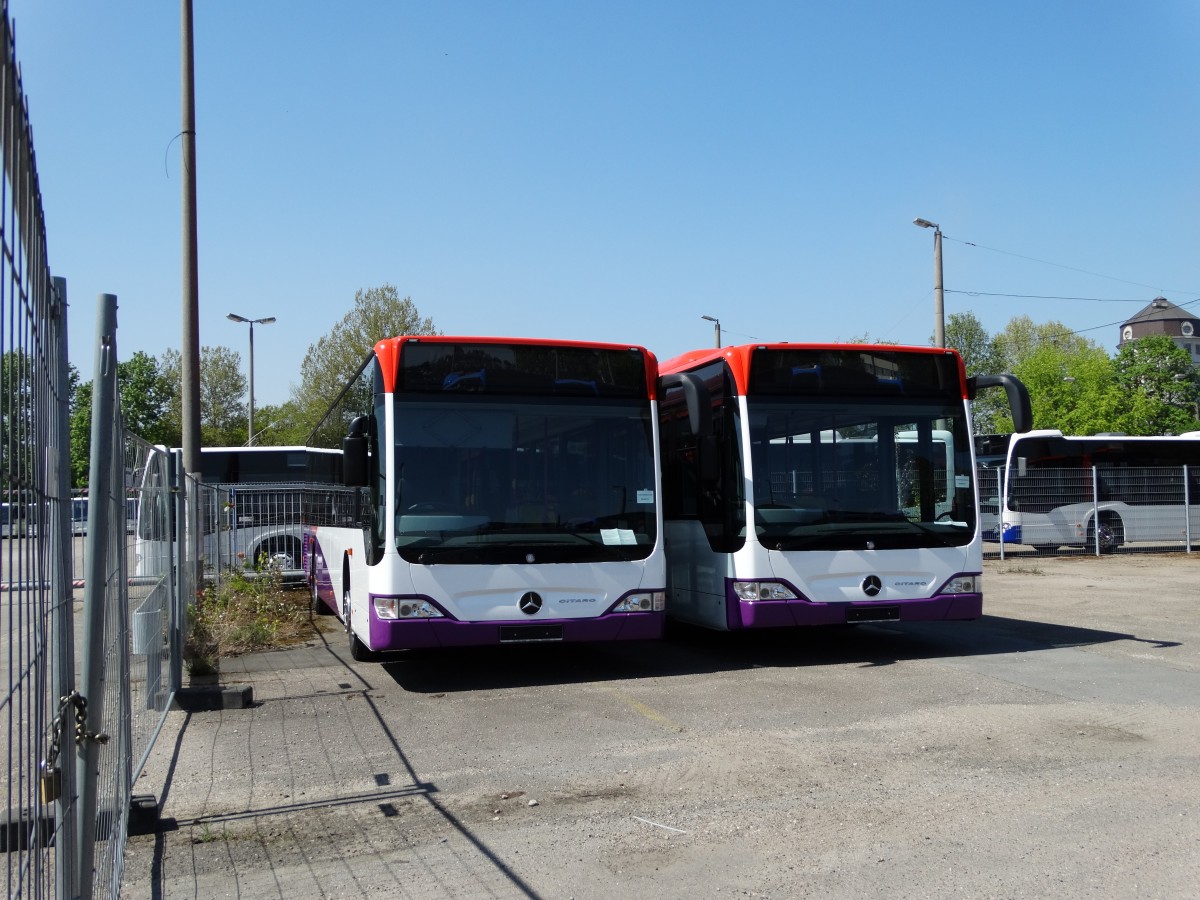 Mercedes Benz Citaro C1 Facelift für Singapour am 24.04.15 bei Evo Bus in Mannheim durch den Zaun fotografiert