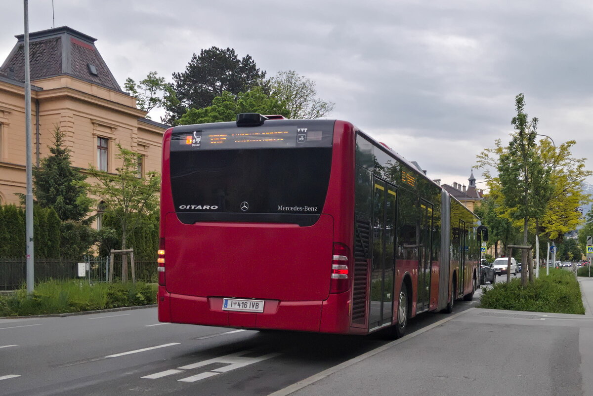 Mercedes-Benz Citaro Facelift der Innsbrucker Verkehrsbetriebe (Bus Nr. 416) als Schienenersatzverkehr für die Straßenbahnlinie 1 an der Haltestelle Innsbruck Kochstraße. Aufgenommen 20.5.2023.