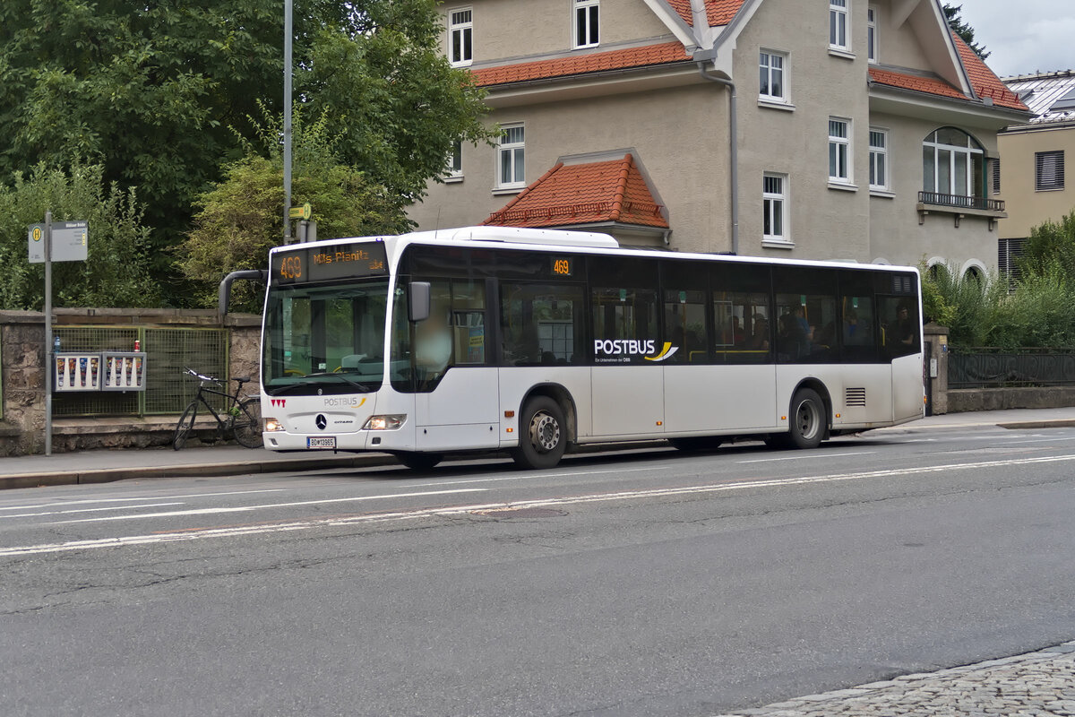 Mercedes-Benz Citaro Facelift von Postbus (BD-13965) als Linie 469 an der Haltestelle Mühlauer Brücke. Aufgenommen 3.8.2023.