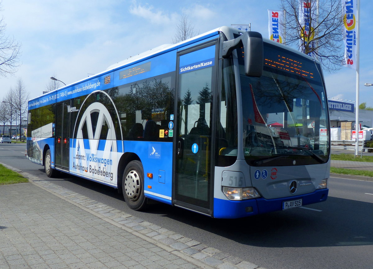 Mercedes-Benz Citaro Facelift Ü, P-AV 515 der BVSG in Teltow-Stadt im April 2016.