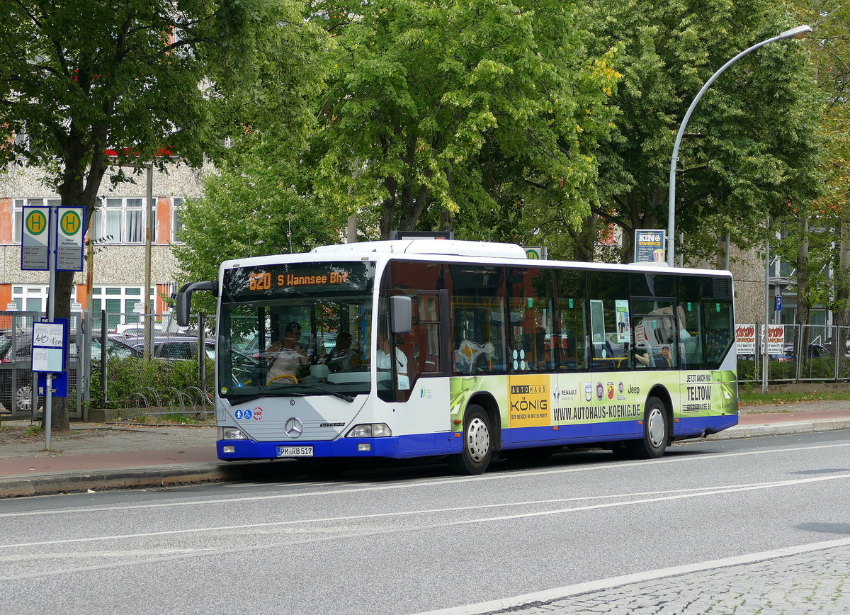 Mercedes-Benz Citaro, Wagen '3517', der Regiobus Potsdam-Mittelmark als Linie 620, alte Lackierung, in Teltow -Stadt im Aug.2017