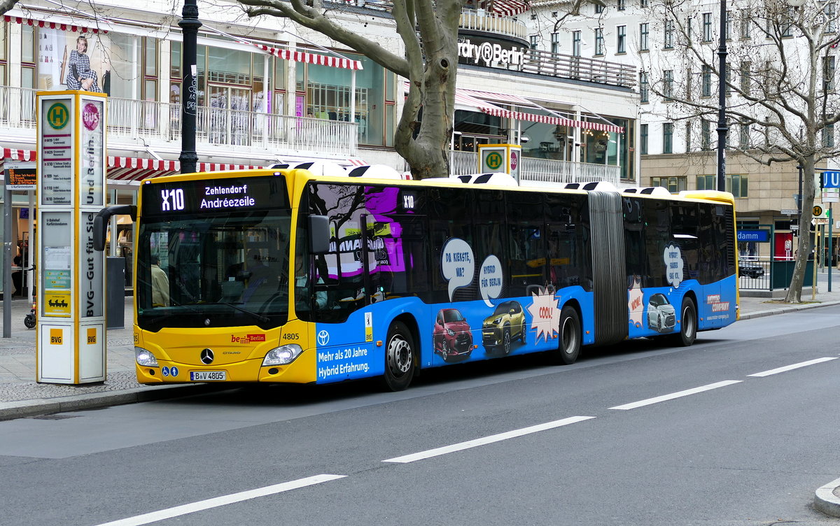 Mercedes-Benz MB Citaro C2 (GN18) Wagen 4805 der BVG. Berlin im April 2021. 