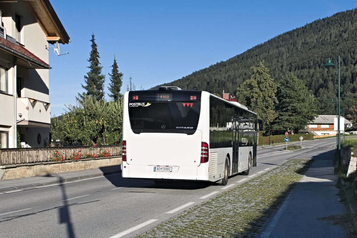 Mercedes-Benz O 530 II (Citaro Facelift) von Postbus (BD-13980) als Linie 4168 in Anfahrt auf die Haltestelle Axams Hoadlstraße. Aufgenommen 26.8.2020.