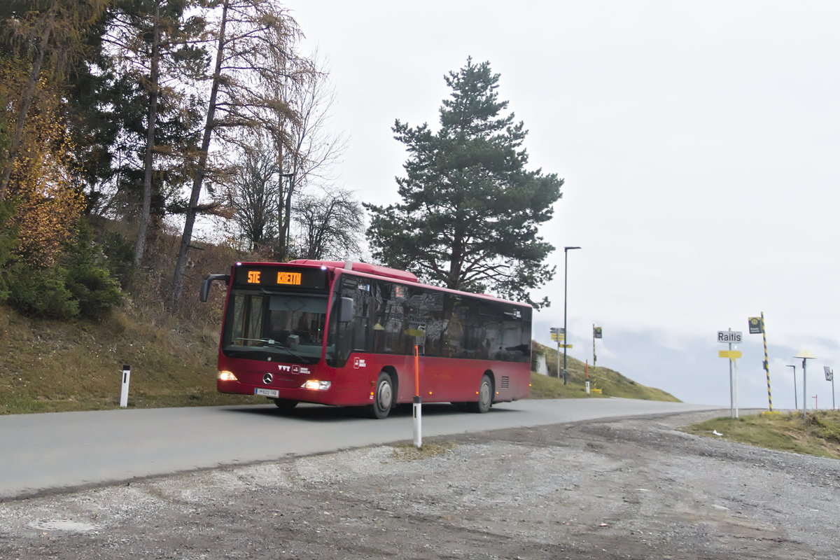 Mercedes-Benz O 530 II (Citaro Facelift) der Innsbrucker Verkehrsbetriebe (Bus Nr. 622) als Schienenersatzverkehr für die Stubaitalbahn/Linie STE in Raitis. Aufgenommen 5.11.2020.