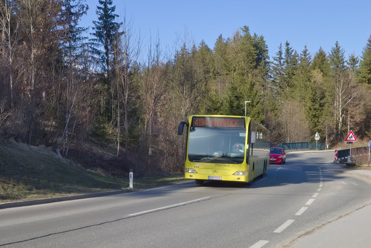 Mercedes-Benz O 530 II (Citaro Facelift) von Postbus (BD-13345) als Linie 4134 an der Haltestelle Aldrans Aste. Aufgenommen 30.3.2021.