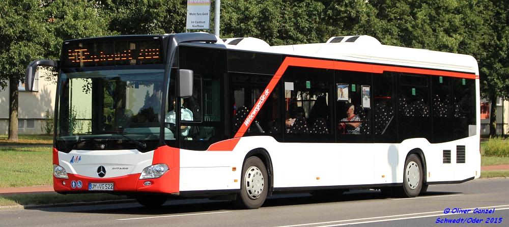 Mercedes-Benz O530 C2 Citaro LE-Ü, Wagennummer 522, der Uckermärkischen Verkehrsgesellschaft mbH, 2015 in Schwedt/Oder.