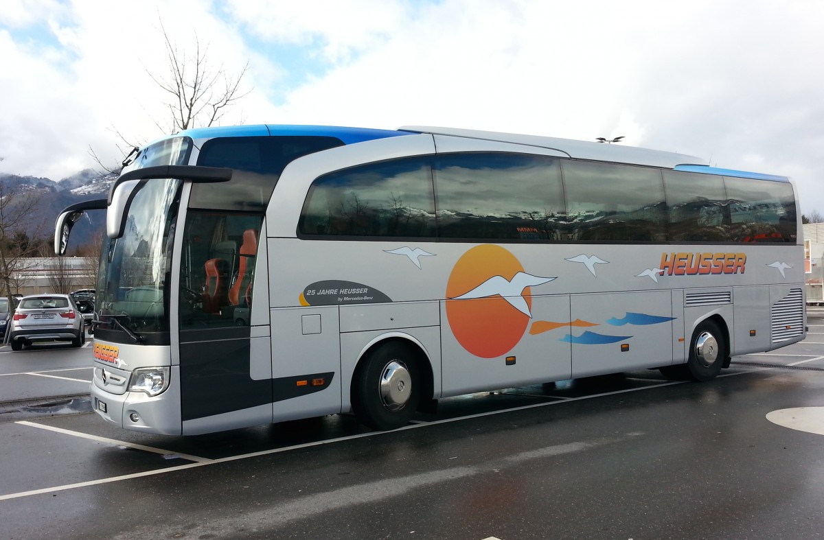 Mercedes benz Travego, Heuser Reisen, Aigle janvier 2015