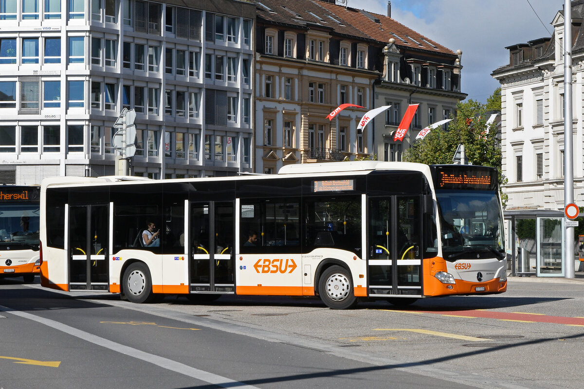 Mercedes Citaro 1286, auf der Linie 3, verl�sst am 15.09.2025 die Haltestelle beim Bahnhof Solothurn.