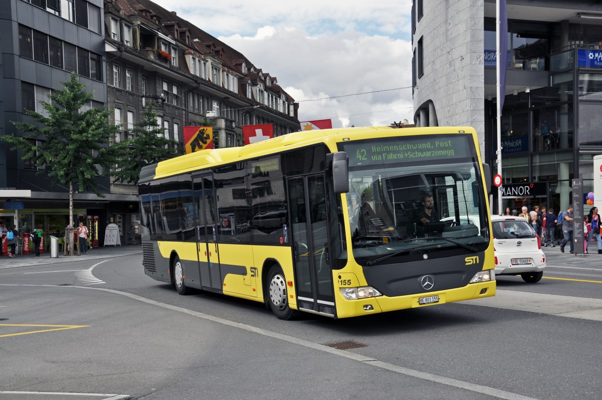 Mercedes Citaro 155 auf der Linie 42 am Bahnhof Thun. Die Aufnahme stammt vom 29.07.2014.
