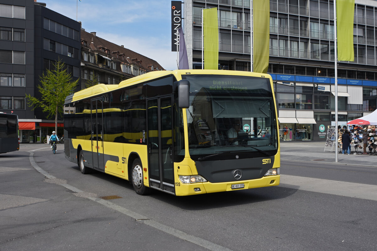 Mercedes Citaro 155 fährt als Dienstfahrt zum Bahnhof Thun. Die Aufnahme stammt vom 21.04.2022.