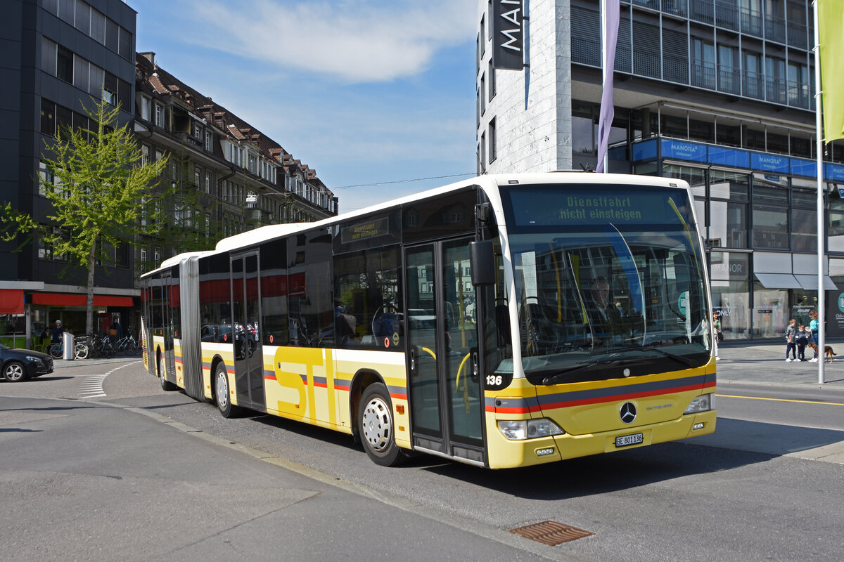 Mercedes Citaro 169 fährt als Dienstfahrt zum Bahnhof Thun. Die Aufnahme stammt vom 21.04.2022.