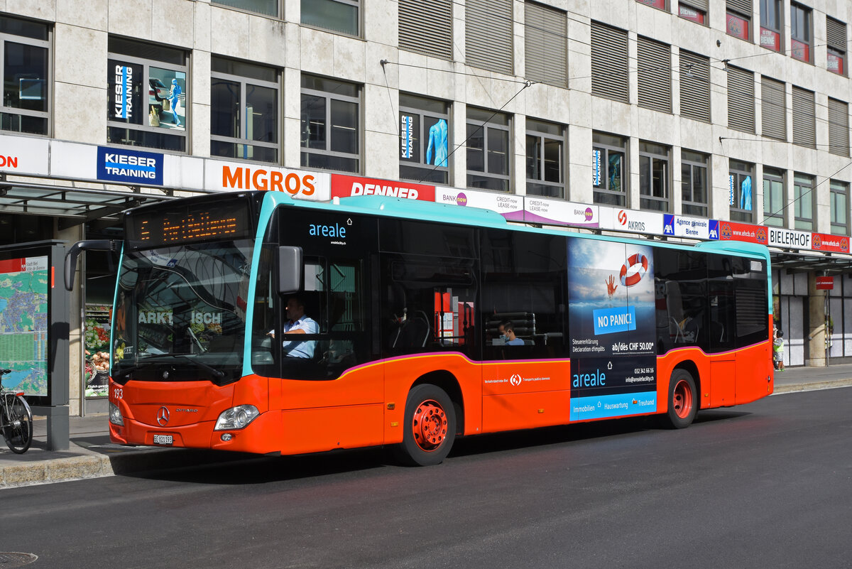 Mercedes Citaro 193, auf der Linie 6, bedient die Haltestelle beim Guisan Platz. Die Aufnahme stammt vom 25.09.2021.