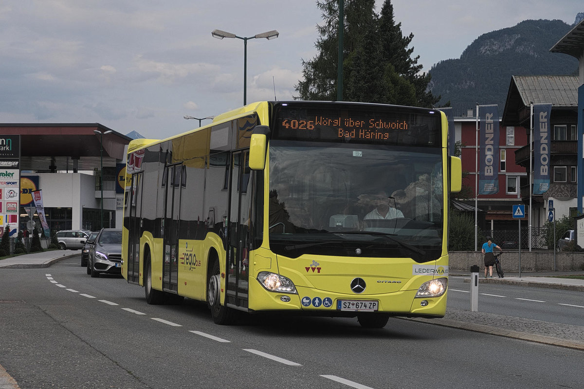 Mercedes Citaro 2. Generation von Ledermair (SZ-674ZP) als Linie 4026 bei der Haltestelle Kufstein Fachmarktzentrum. Aufgenommen 10.7.2017. 