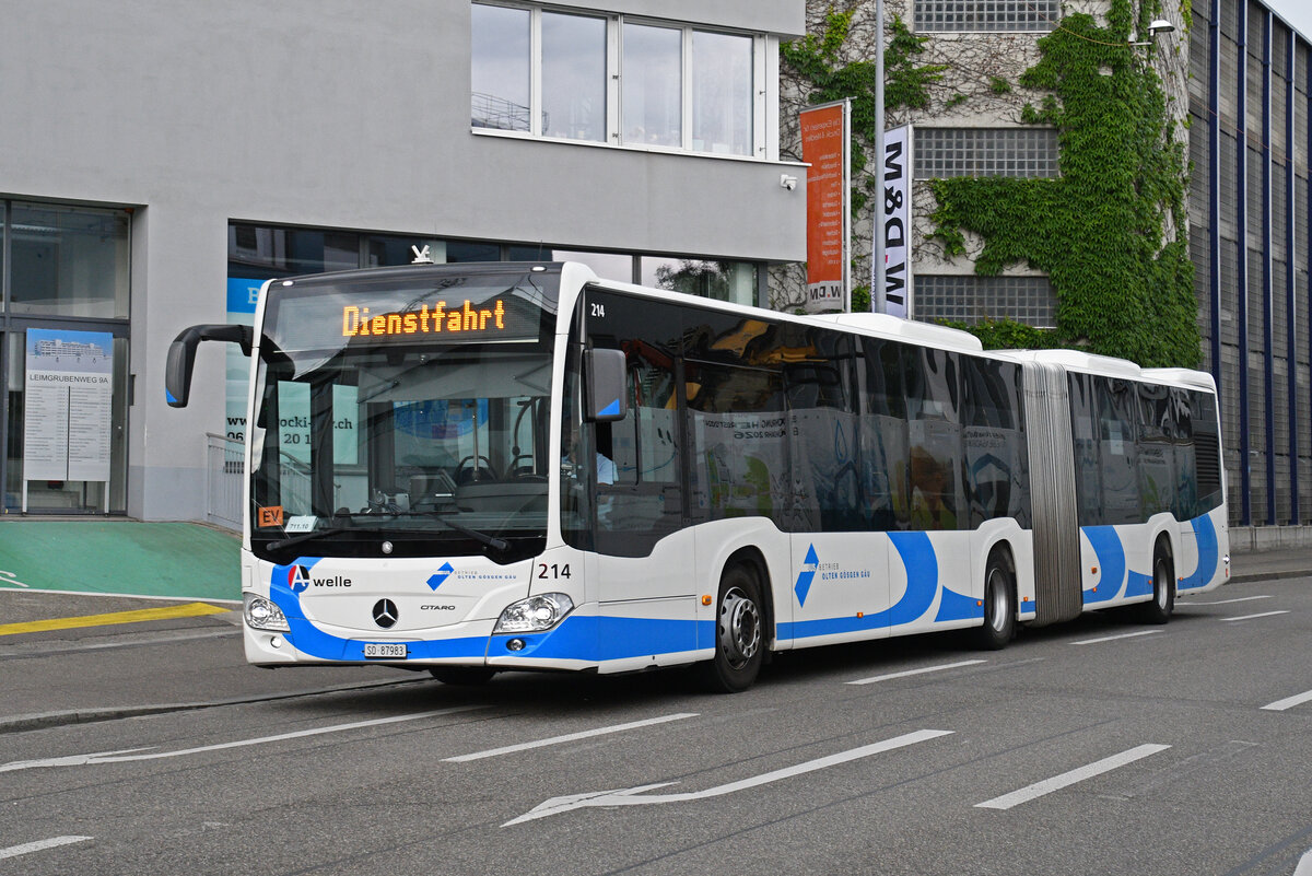 Mercedes Citaro 214 von Busbetrieb Olten G�sgen, auf der Tramersatzlinie 11, f�hrt am 08.06.2026 als Dienstfahrt zur provisorischen Haltestelle Dreispitz. Aufnahme Basel.