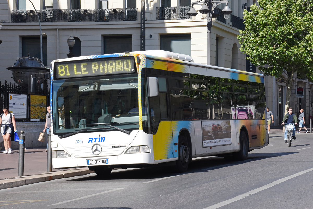 Mercedes Citaro 325, auf der Linie 81 ist in Marseille unterwegs. Die Aufnahme stammt vom 11.05.2018.