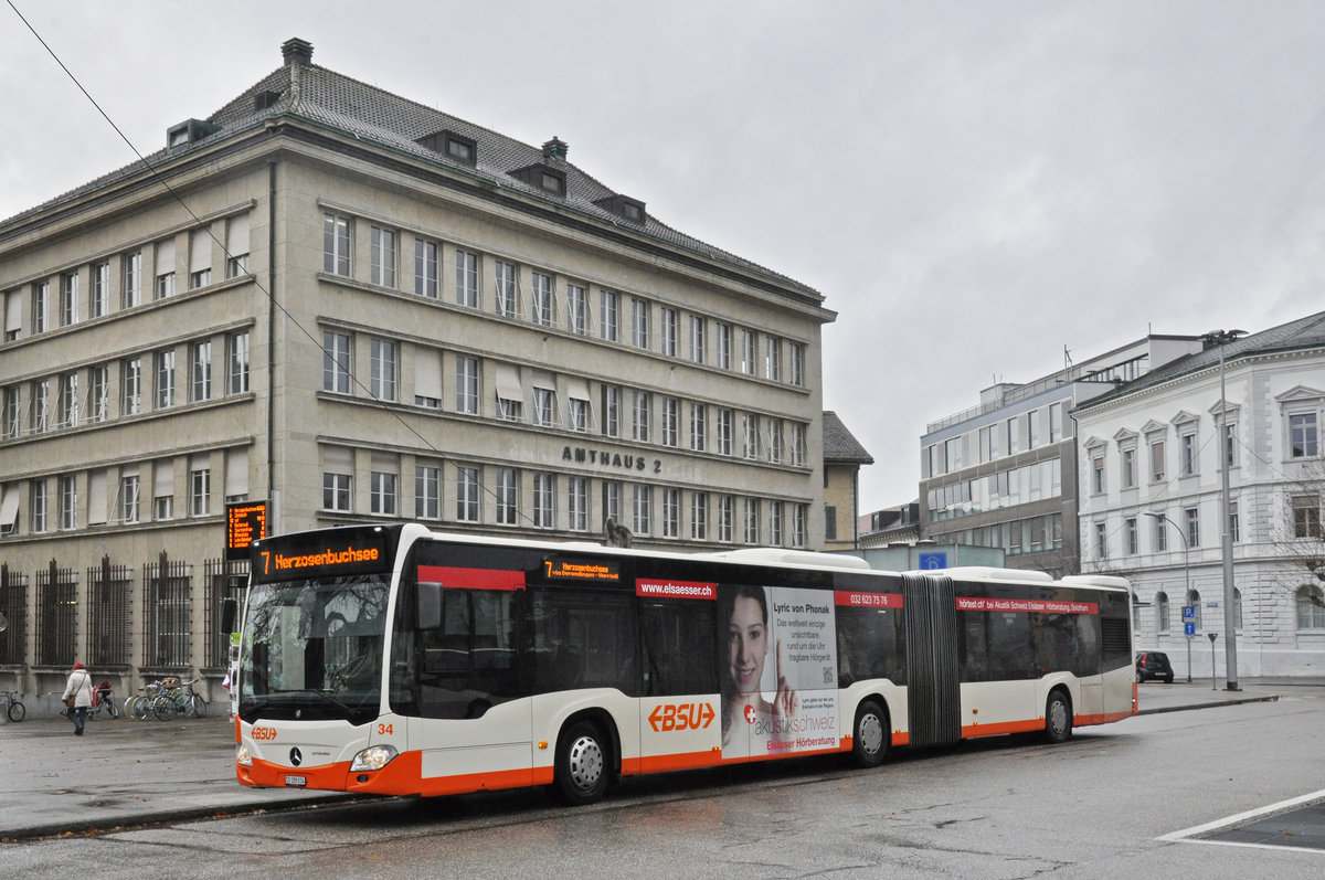 Mercedes Citaro 34, auf der Linie 7, bedient die Haltestelle beim Amtshausplatz. Die Aufnahme stammt vom 09.12.2019.