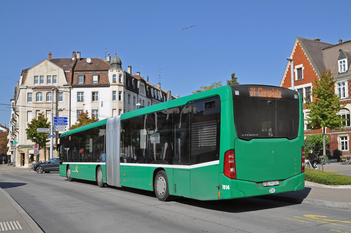 Mercedes Citaro 7014, auf der Linie 31, bedient die Haltestelle am Wettsteinplatz. Die Aufnahme stammt vom 21.08.2015.