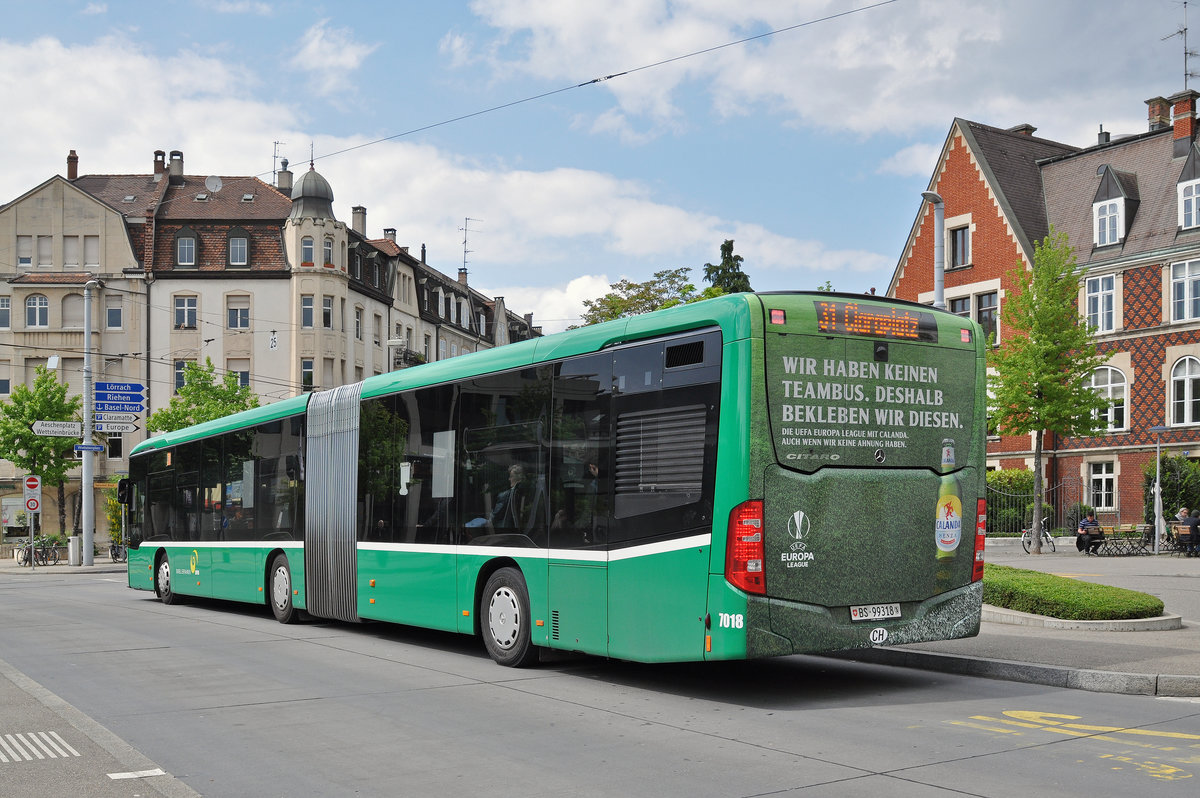 Mercedes Citaro 7018, auf der Linie 31, bedient die Haltestelle am Wettsteinplatz. Die Aufnahme stammt vom 17.05.2016.