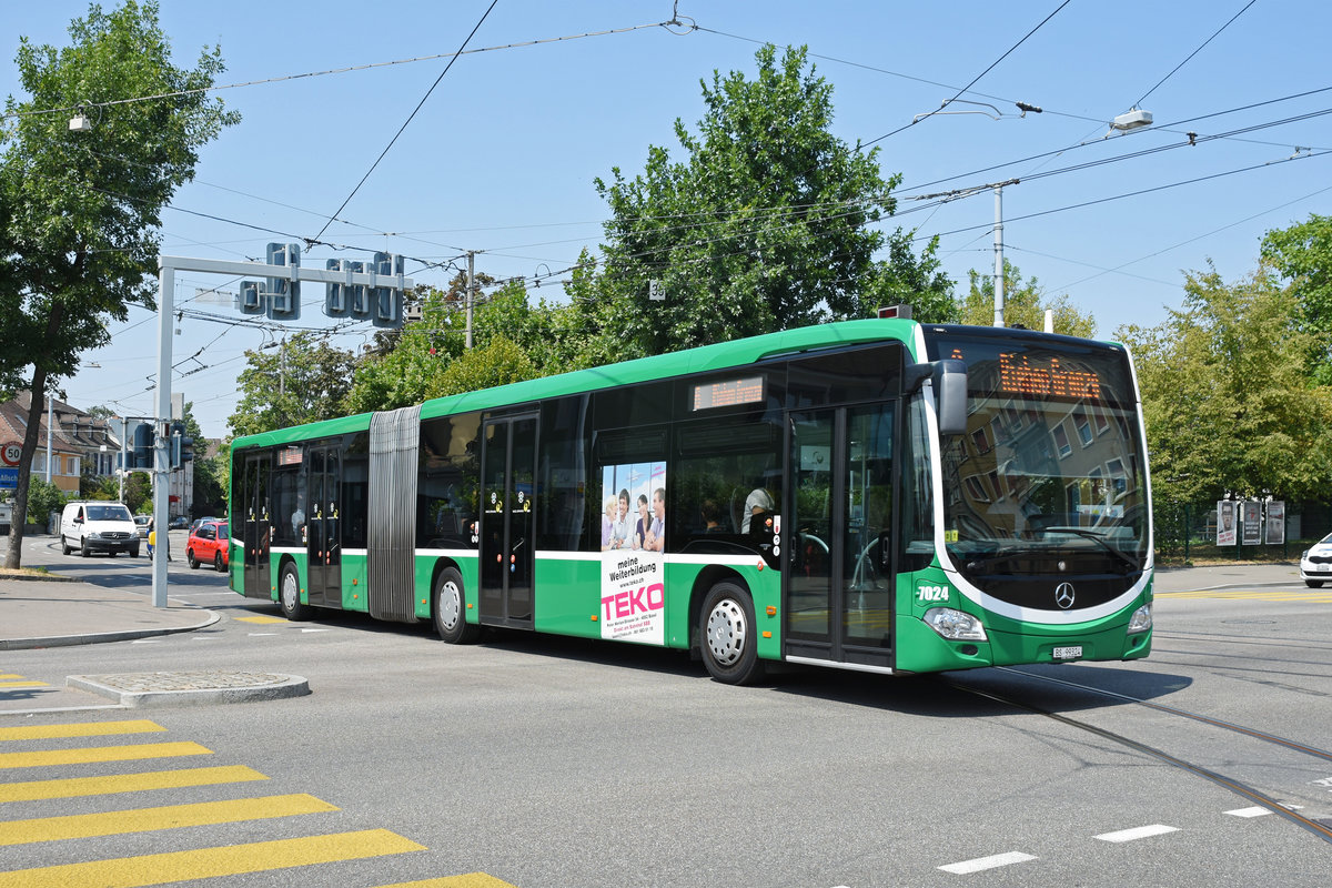 Mercedes Citaro 7024, im Einsatz auf der Linie 6 als Tramersatz, fährt zur Haltestelle Morgartenring. Die Aufnahme stammt vom 20.07.2018.