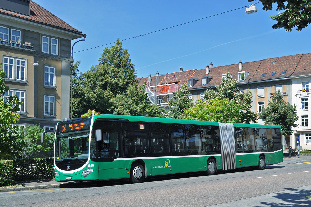 Mercedes Citaro 7026, auf der Linie 34, bedient die Haltestelle Peter Rot Strasse. Die Aufnahme stammt vom 02.09.2016.