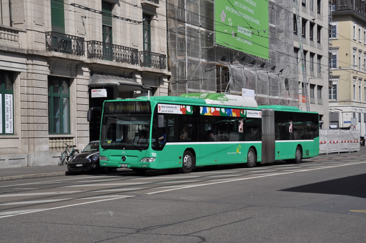 Mercedes Citaro 703 auf der Linie 48 kurz nach dem Bahnhof SBB. Die Aufnahme stammt vom 10.06.2014.
