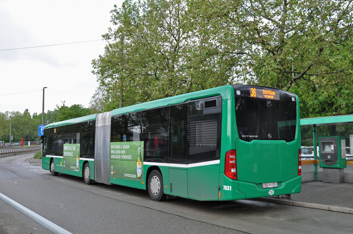 Mercedes Citaro 7031, auf der Linie 36, bedient die Haltestelle St. Jakob. Die Aufnahme stammt vom 14.05.2016.