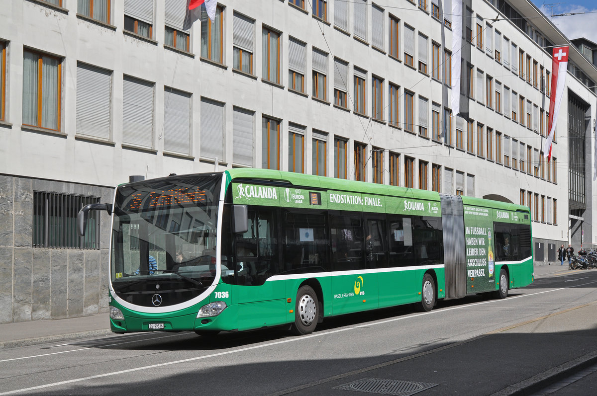 Mercedes Citaro 7036, auf der Linie 36, fährt zur Haltestelle an der Schifflände. Die Aufnahme stammt vom 20.05.2016.