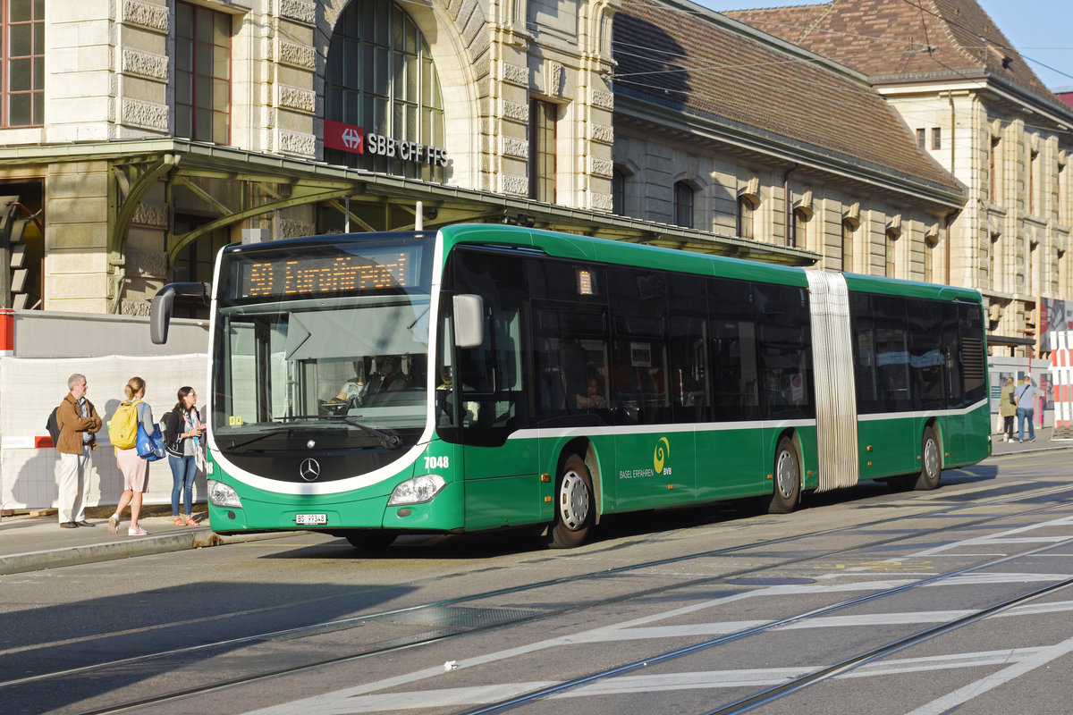 Mercedes Citaro 7048, auf der Linie 50, fährt zur Endstation am Bahnhof SBB. Die Aufnahme stammt vom 20.09.2018.