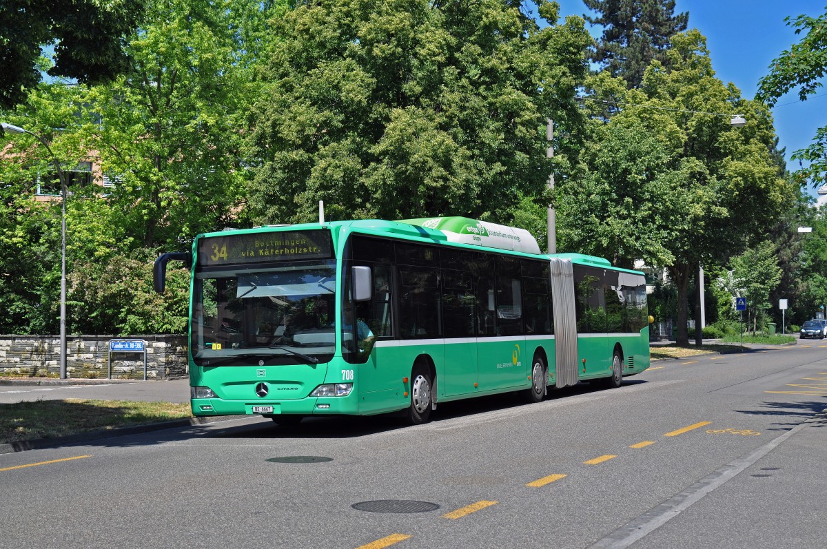 Mercedes Citaro 708 auf der Linie 34 fährt zur Haltestelle Gotenstrasse. Die Aufnahme stammt vom 04.06.2015.