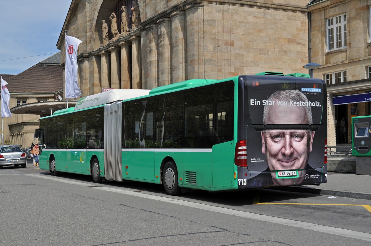 Mercedes Citaro 713 auf der Linie 30 wartet an der Endstation am Badischen Bahnhof. Die Aufnahme stammt vom 20.04.2015. 