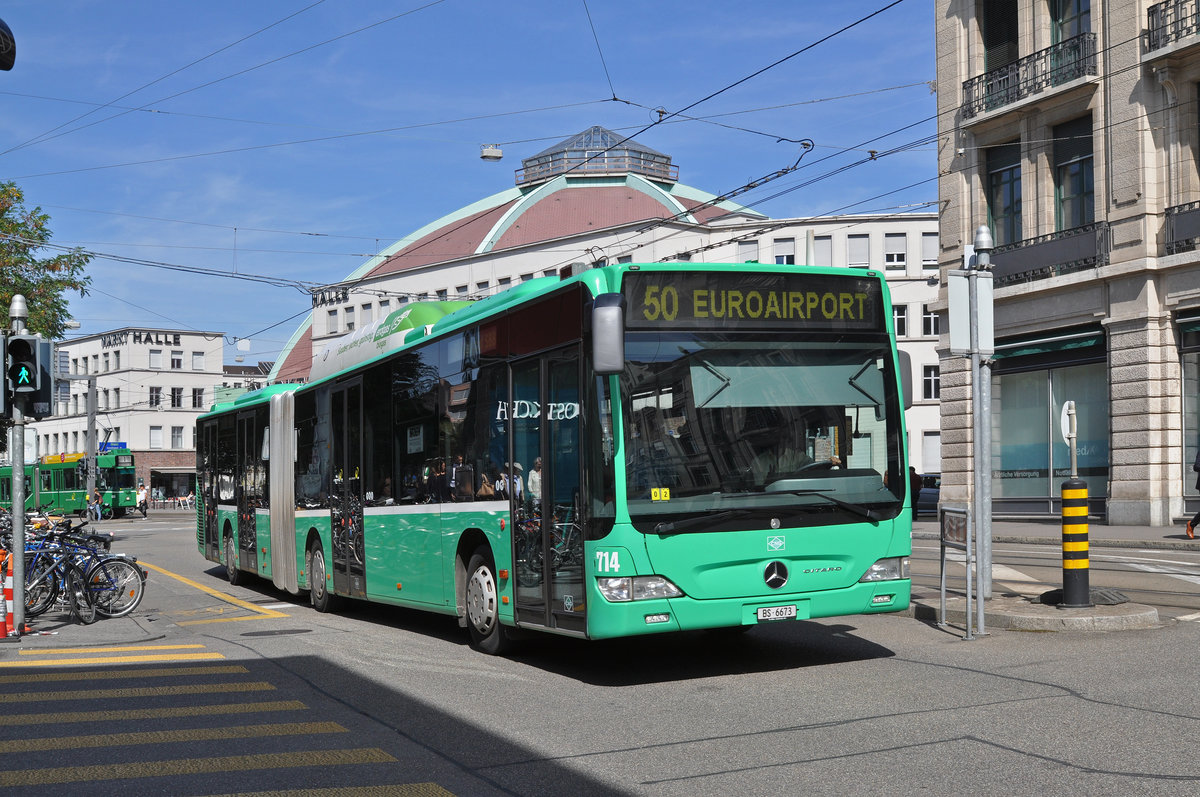 Mercedes Citaro 714, auf der Linie 50, fährt zur Endstation am Bahnhof SBB. Die Aufnahme stammt vom 26.08.2015.