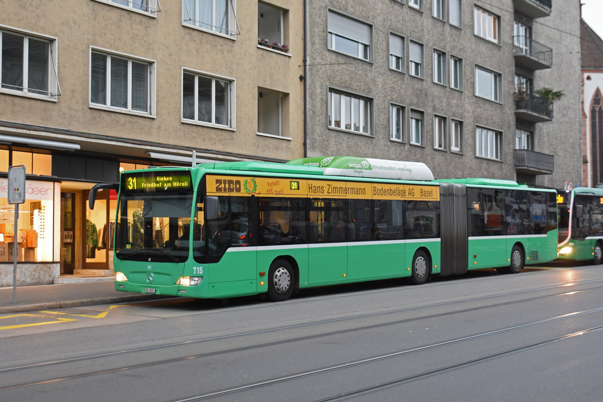 Mercedes Citaro 715, auf der Linie 31, bedient die Haltestelle Universitätsspital. Die Aufnahme stammt vom 15.11.2018.