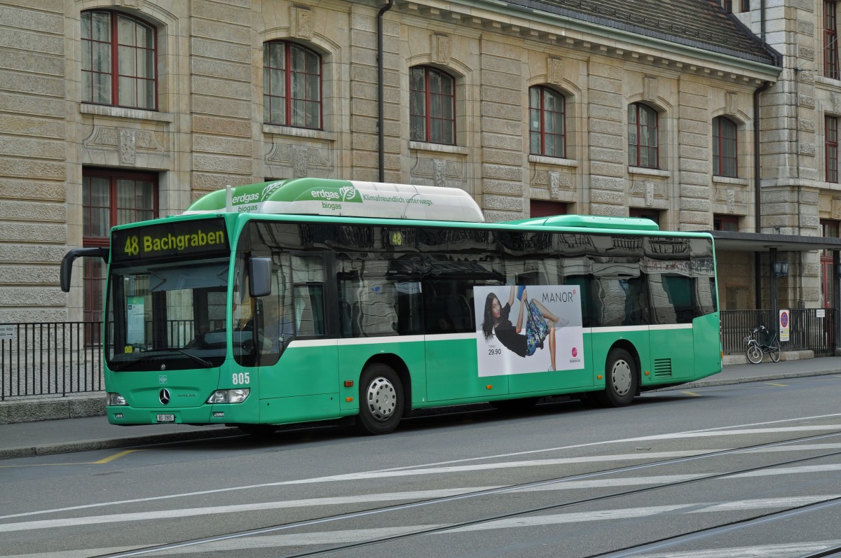 Mercedes Citaro 805 auf der Linie 48 wartet an der Endstation am Bahnhof SBB. Die Aufnahme stammt vom 07.03.2015.
