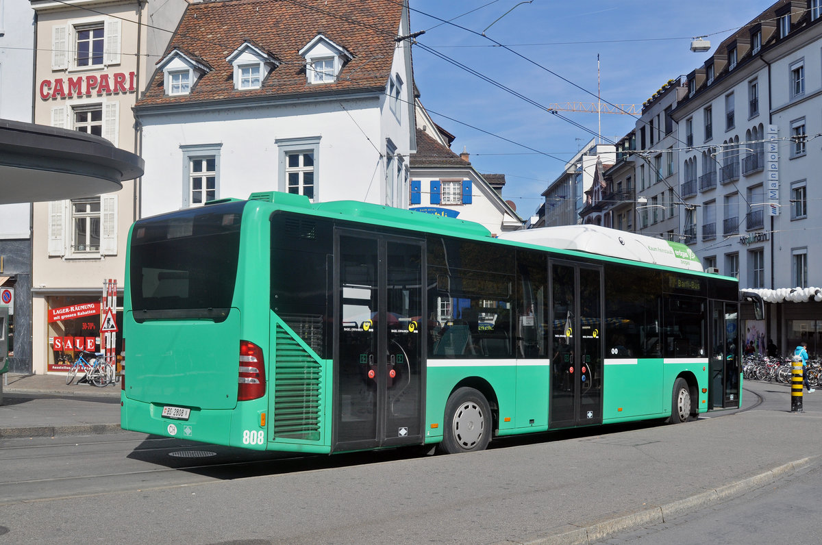 Mercedes Citaro 808, auf der wohl kürzesten Buslinie der Schweiz. Der Barfi Bus fährt während der Bauphase am Steinenberg vom Barfüsserplatz zur Schifflände. Die Aufnahme stammt vom 22.09.2017.