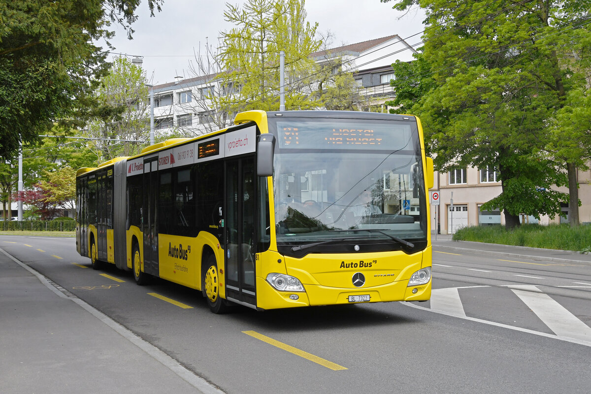 Mercedes Citaro 81 der AAGL, auf der Linie 81, fährt am 26.04.2023 zur Haltestelle Breite.