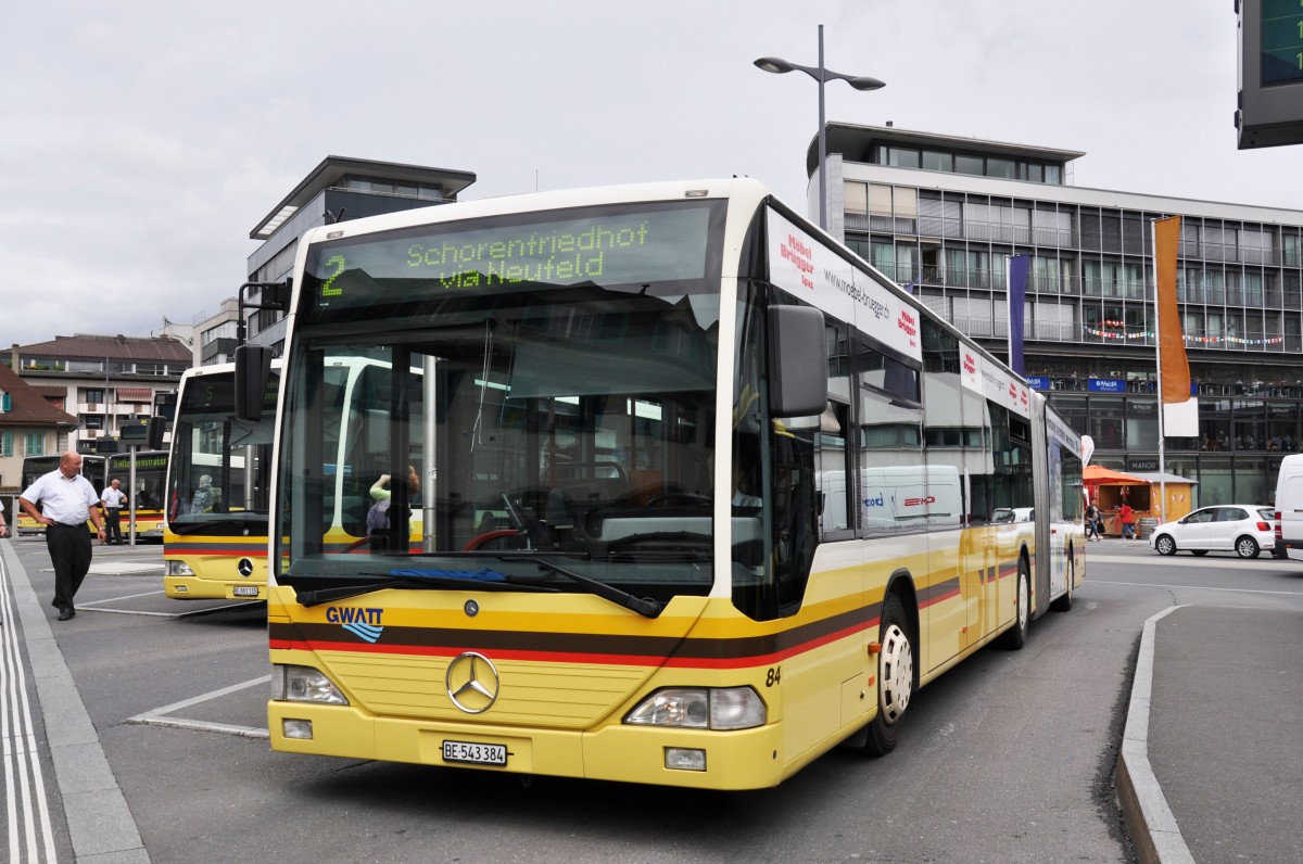 Mercedes Citaro 84 auf der Linie 2 am Bahnhof Thun. Die Aufnahme stammt vom 29.07.2014.