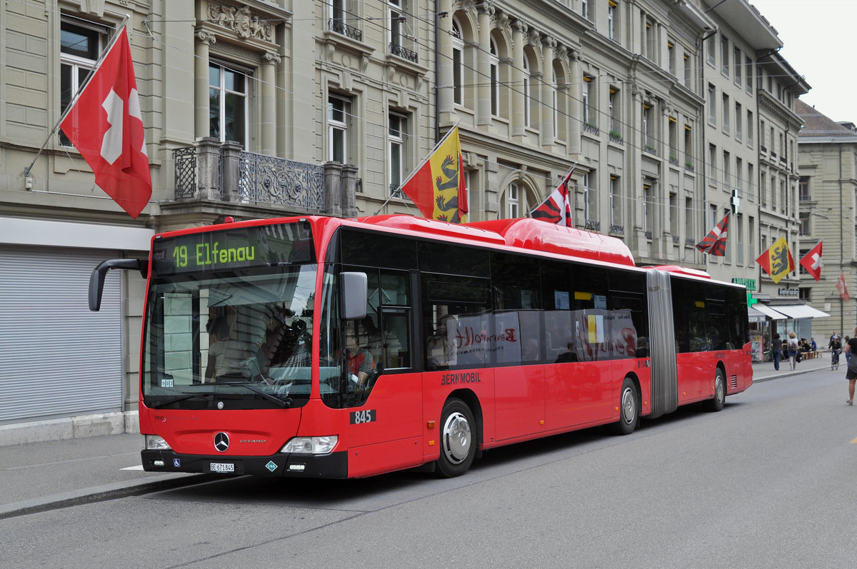 Mercedes Citaro 845, auf der Linie 19, bedient die Haltestelle Bubenbergplatz. Die Aufnahme stammt vom 09.06.2017.
