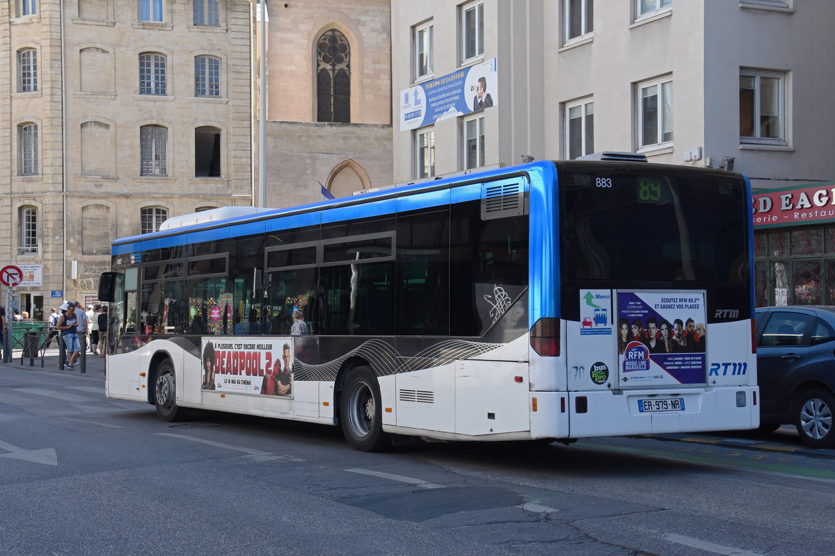 Mercedes Citaro 883, auf der Linie 89 ist in Marseille unterwegs. Die Aufnahme stammt vom 11.05.2018.