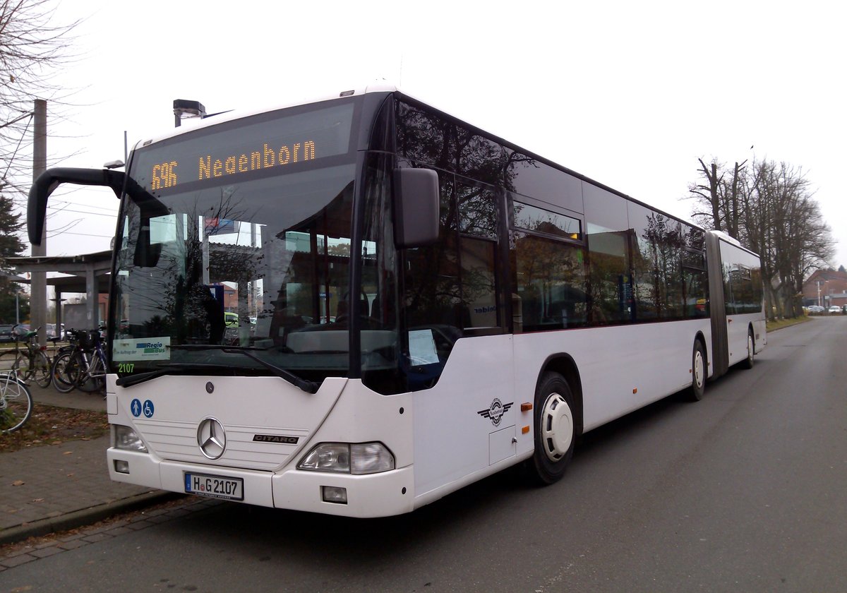 Mercedes Citaro der Firma Hartmann im Linieneinsatz für Regiobus Hannover. Aufgenommen am 13.11.2014