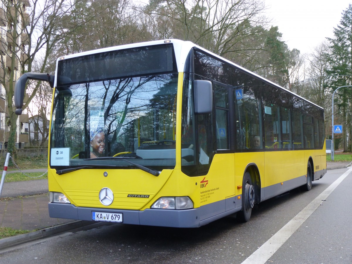 Mercedes Citaro I, ehem. BVG Berlin-Subunternehmer Magasch, jetzt VBK Karlsruhe, einer von zwei Ersatzbussen, Karlsruhe 08.01.2014