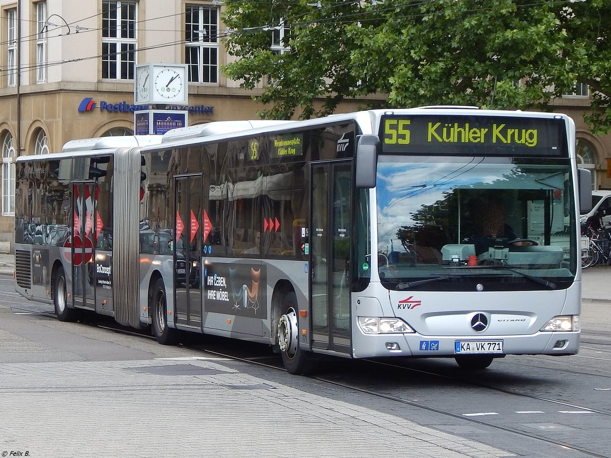Mercedes Citaro II der Verkehrsbetriebe Karlsruhe in Karlsuhe am 22.06.2018